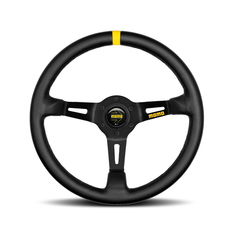 MOMO MOD.08 Steering Wheel Leather, Black Spoke